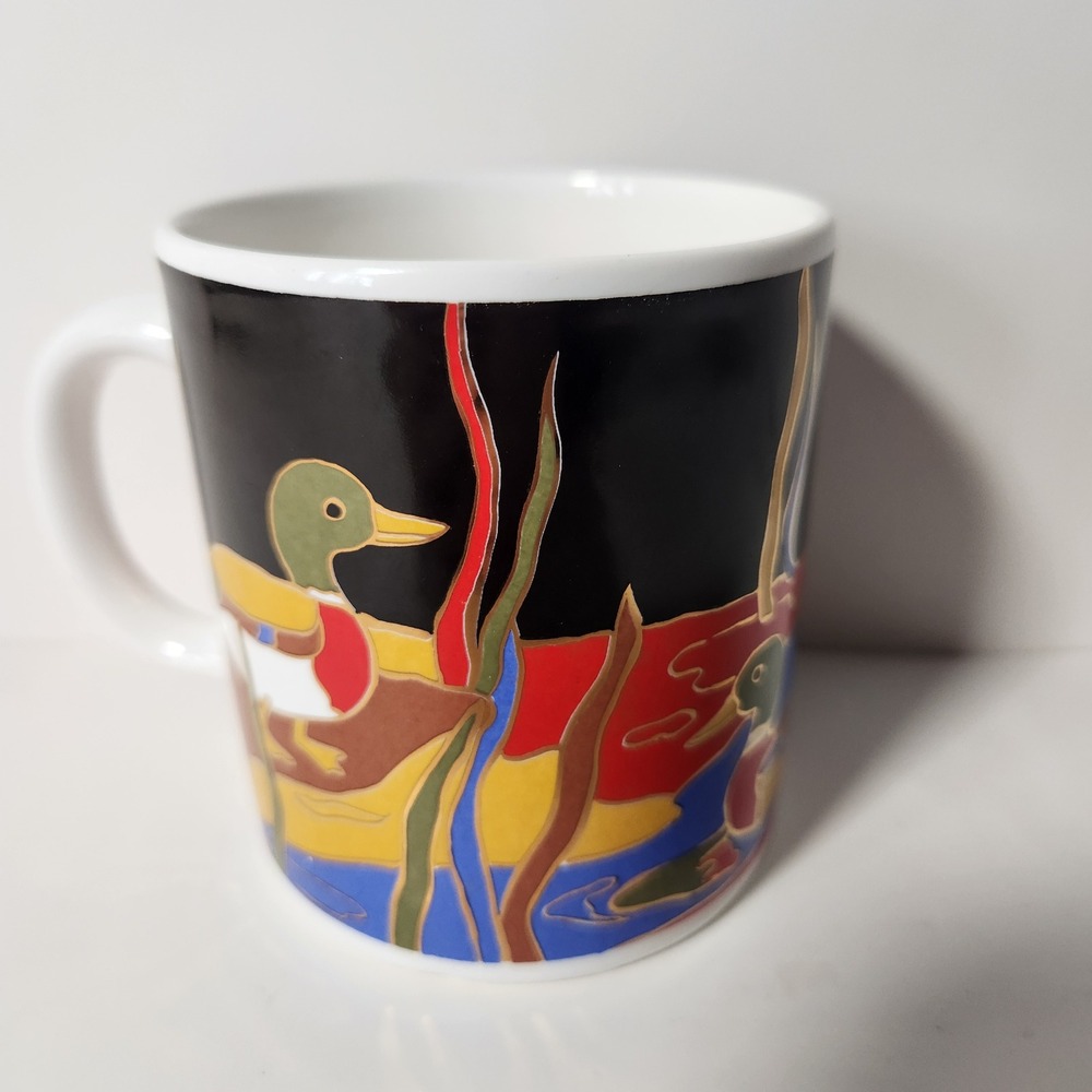 KIG Indonesia Mallard Duck Coffee Mug Abstract Stained Glass Style‎ Wildlife Art